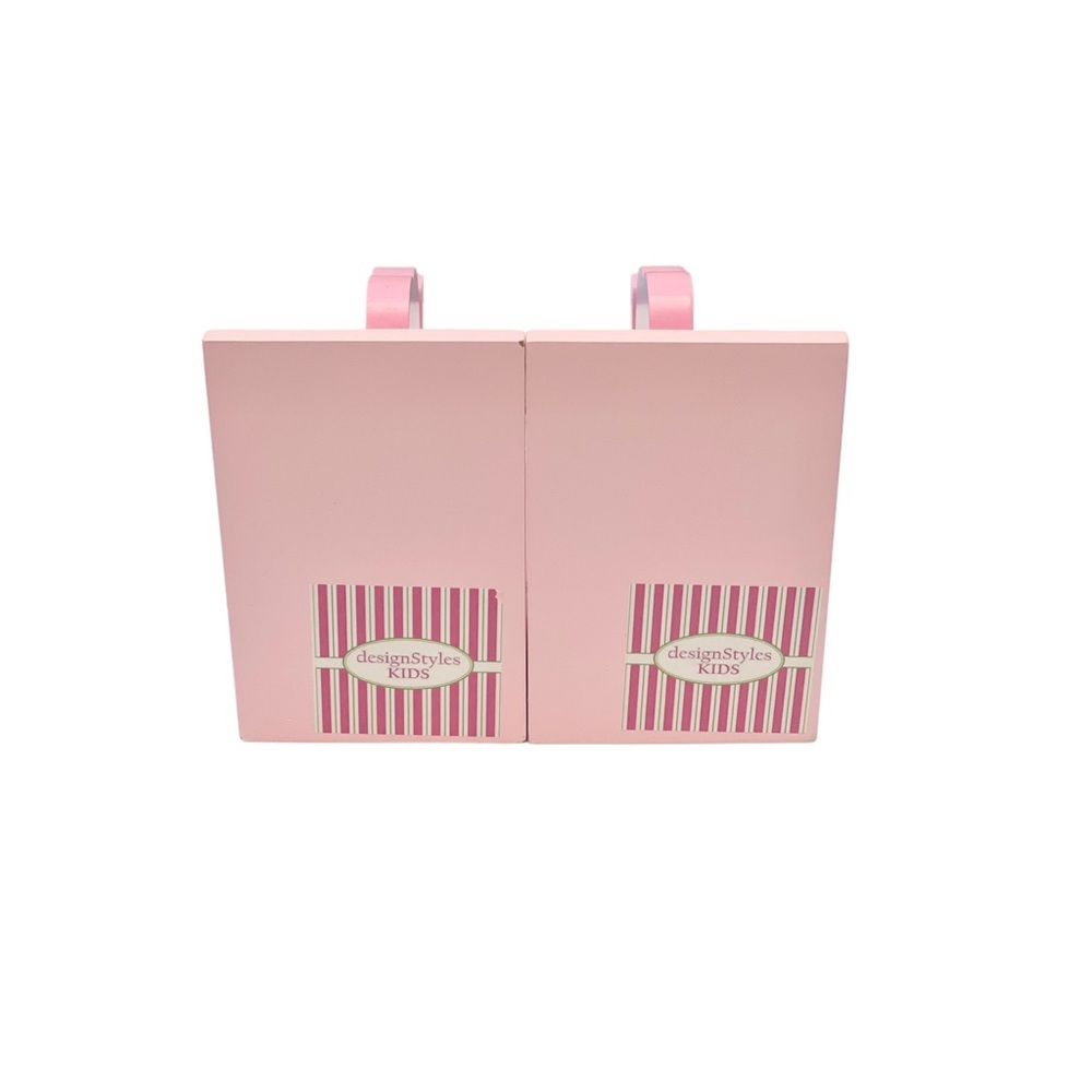 Pink and Gray Elephant Floral Wooden Bookends for Kids Nursery - Picture 4 of 7